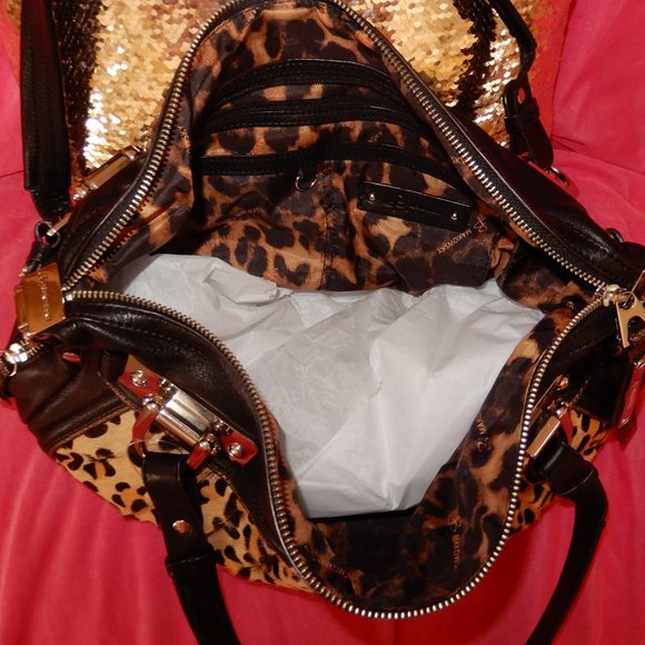 B.MAKOWSKY CALFHAIR PONY LEOPARD CHEETAH HANDBAG - Picture 10 of 10